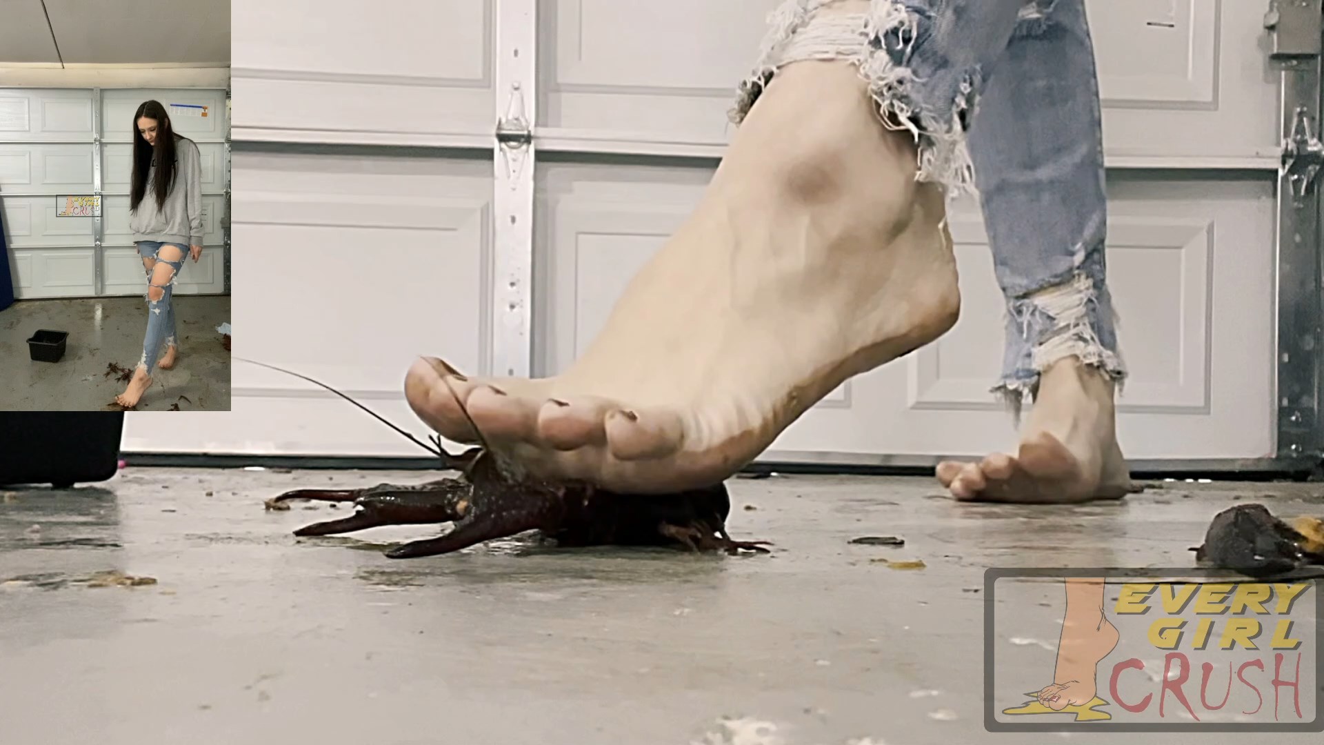 Crush crawdad barefoot